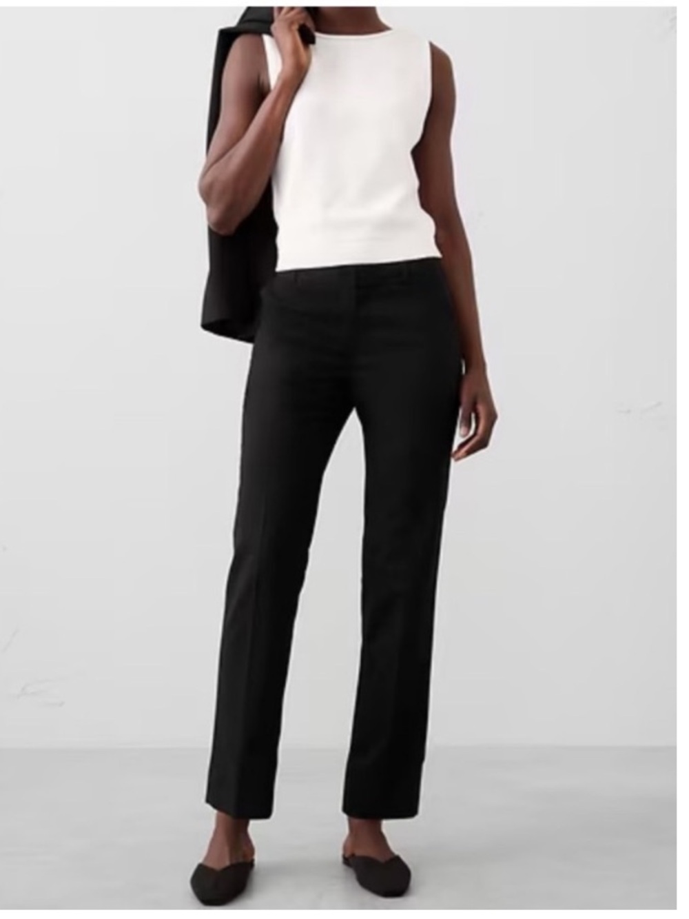 Banana Republic Ryan Mid-Rise Straight Trouser Pant Career Minimalist Black 6